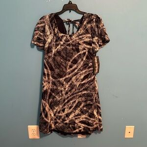 Navy blue dress with white pattern; new with tags